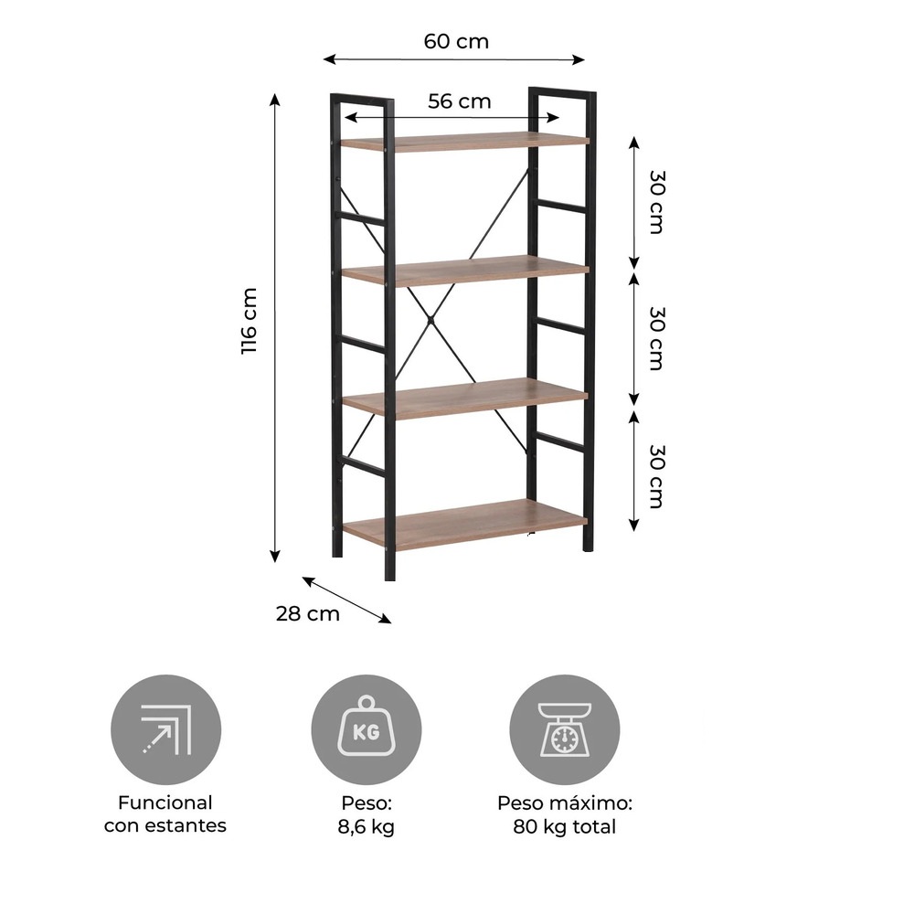 ESTANTE INDUSTRIAL LORENZO 4 NIVELES 60 X 116 RYR MUEBLES - 3