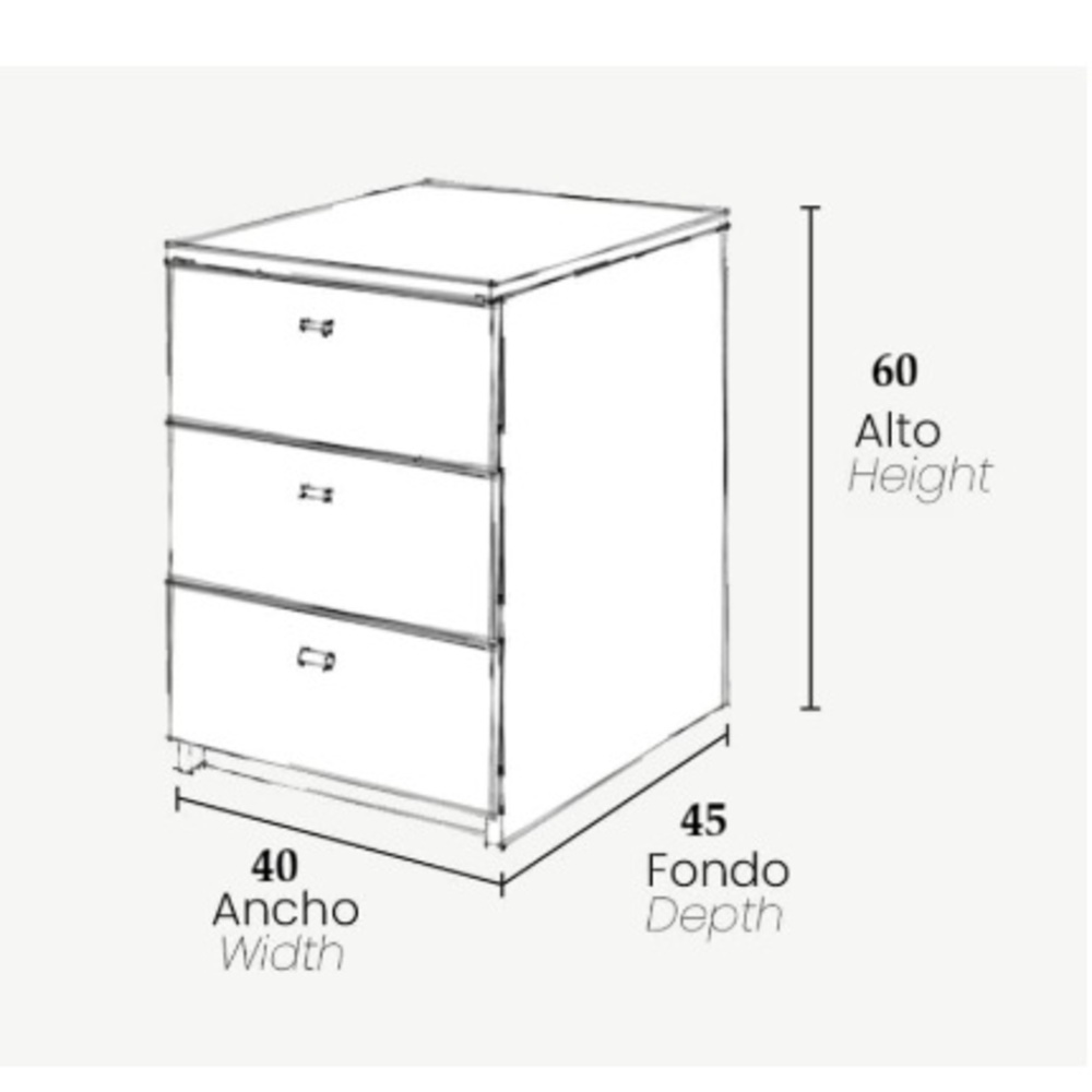 VELADOR MODERNO NEWYORKI 3 CAJONES CAPRI RYR MUEBLES - 3