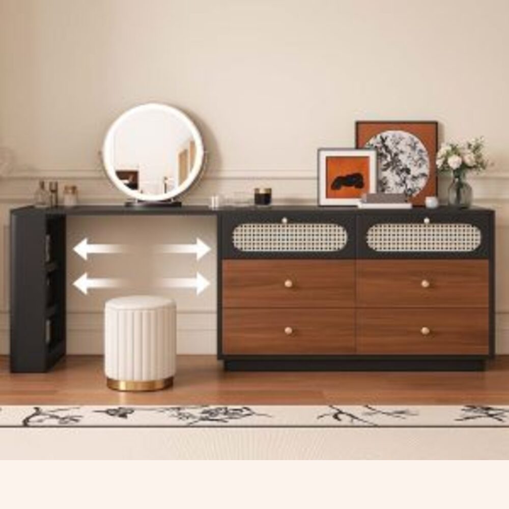 TOCADOR MODERNO TAYRA MARRÓN Y NEGRO RYR MUEBLES - 1