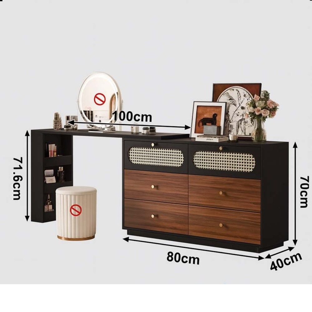 TOCADOR MODERNO TAYRA MARRÓN Y NEGRO RYR MUEBLES - 3