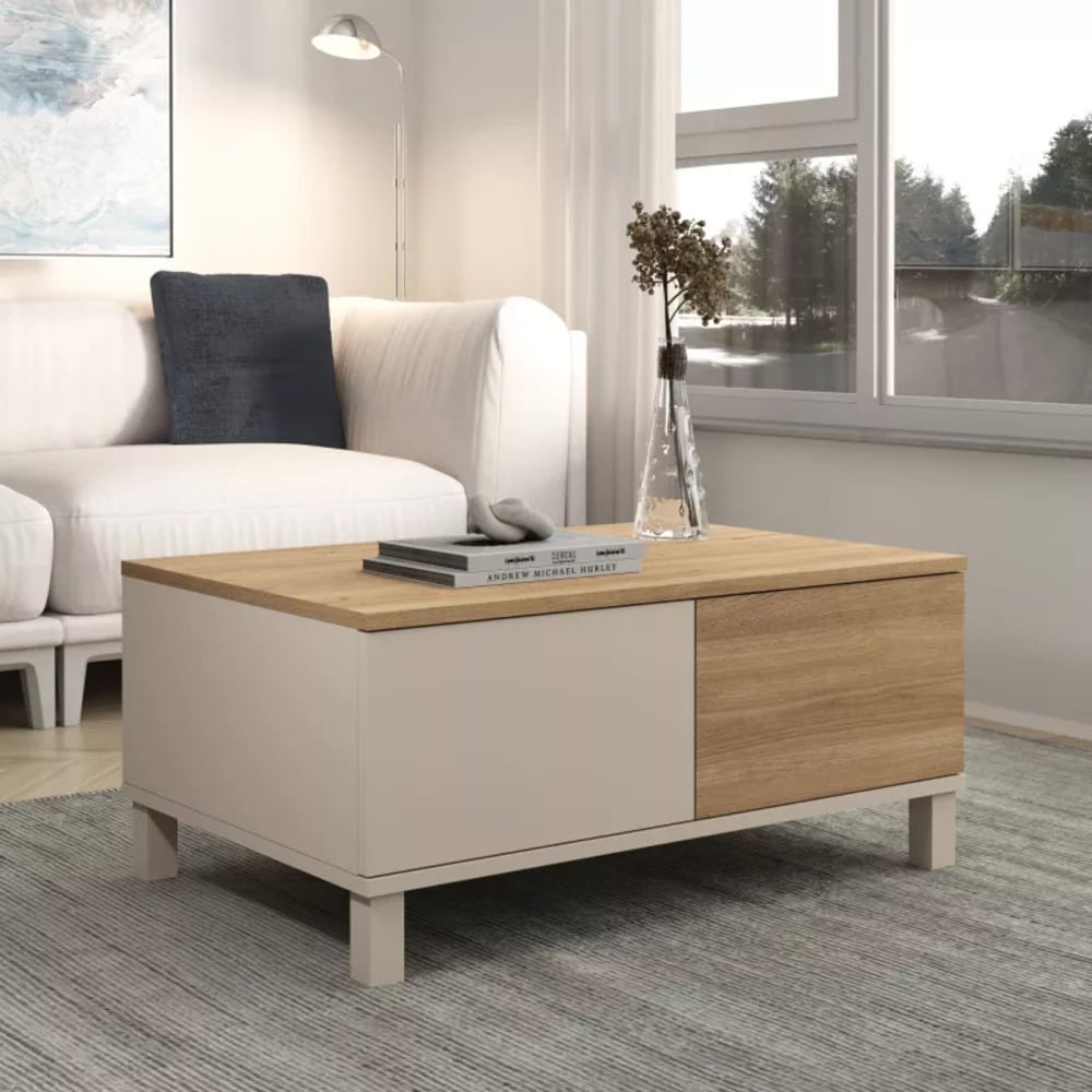 MESA DE CENTRO MODERNA LOREN 2 CAJONES CAPRI Y DUNA RYR MUEBLES - 1