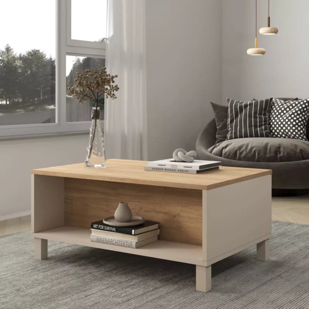 MESA DE CENTRO MODERNA LOREN 2 CAJONES CAPRI Y DUNA RYR MUEBLES - 3