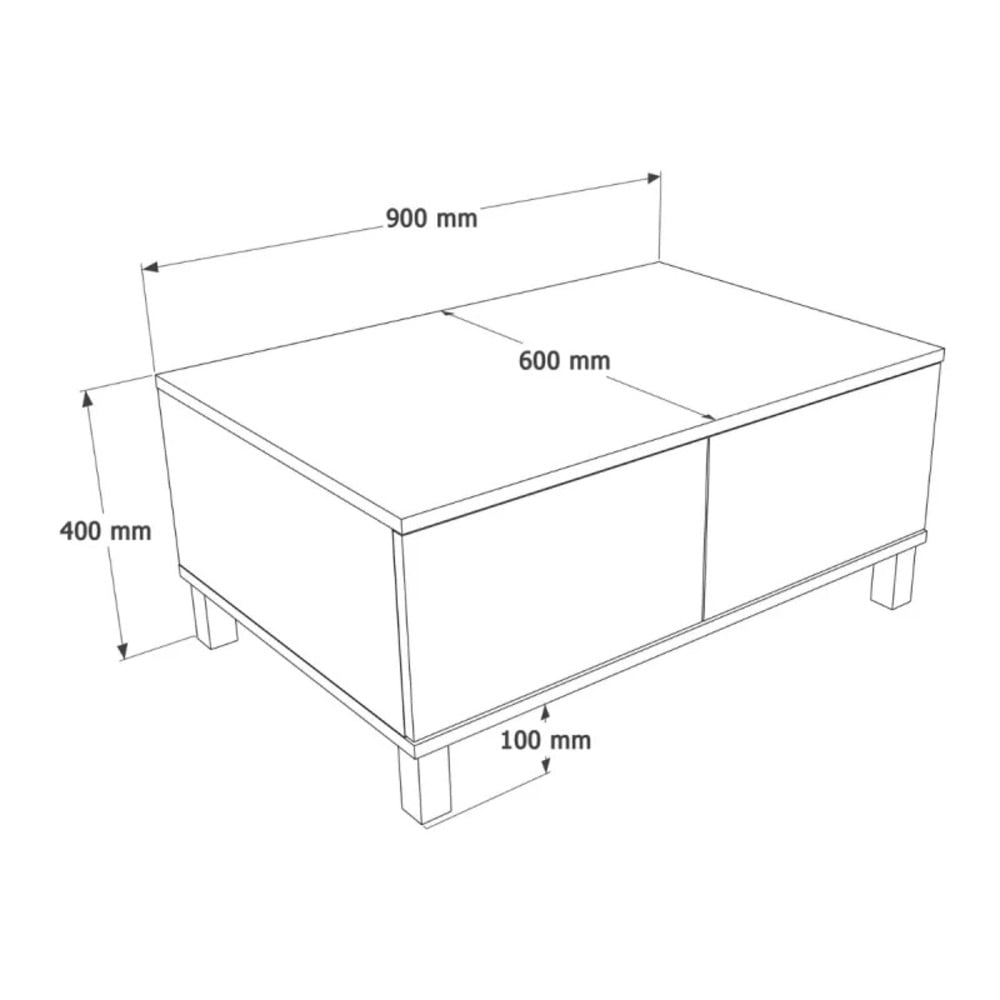 MESA DE CENTRO MODERNA LOREN 2 CAJONES CAPRI Y DUNA RYR MUEBLES - 4