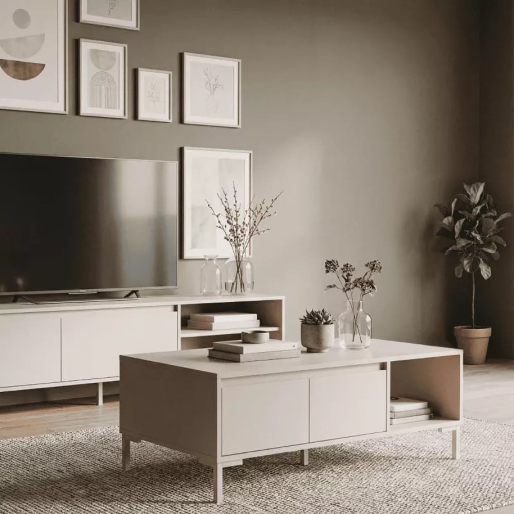 MESA DE CENTRO MODERNA BARILARI 2 CAJONES CAPRI RYR MUEBLES - 2