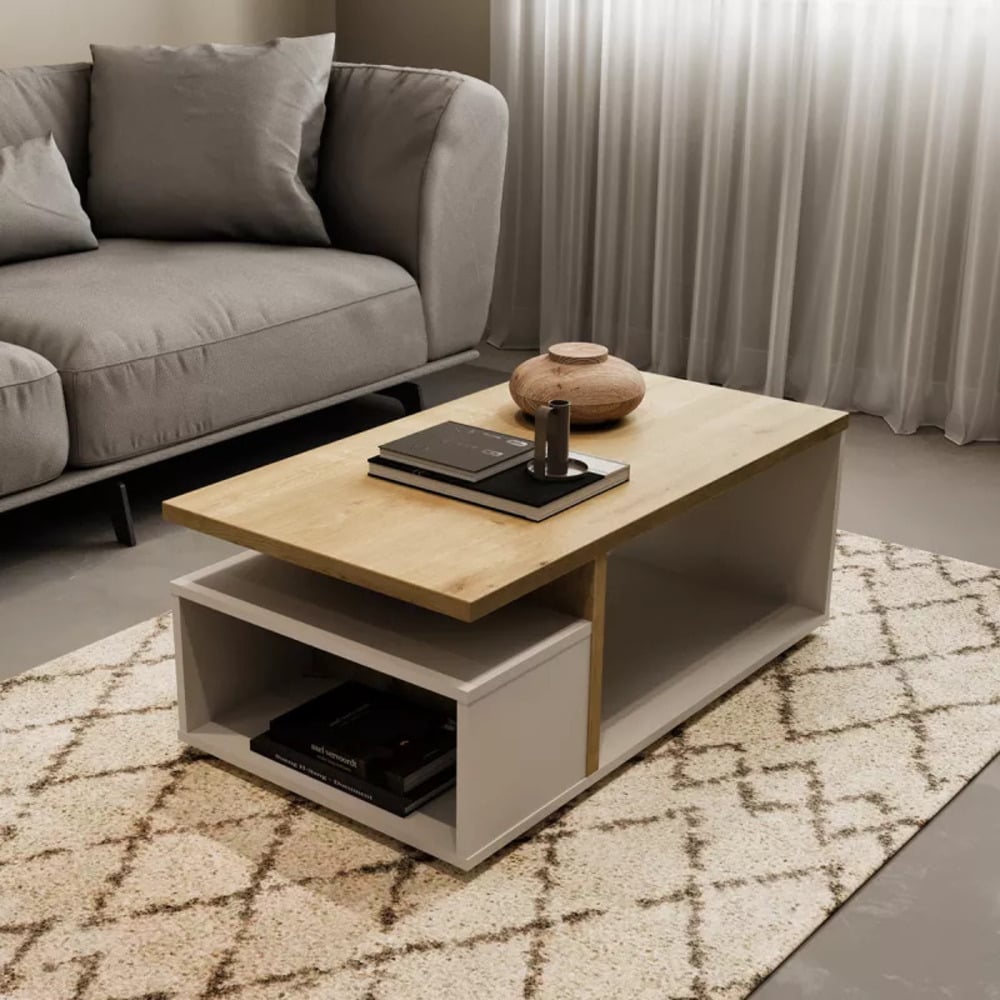 MESA DE CENTRO MODERNA LUVI BLANCO Y DUNA RYR MUEBLES - 1