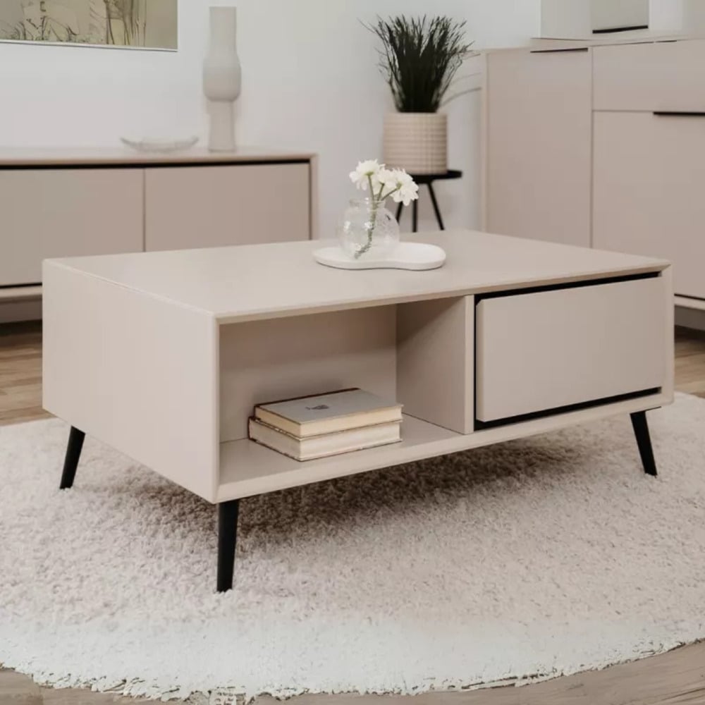 MESA DE CENTRO MODERNA ACOSTA 2 CAJONES TAUPE RYR MUEBLES - 2