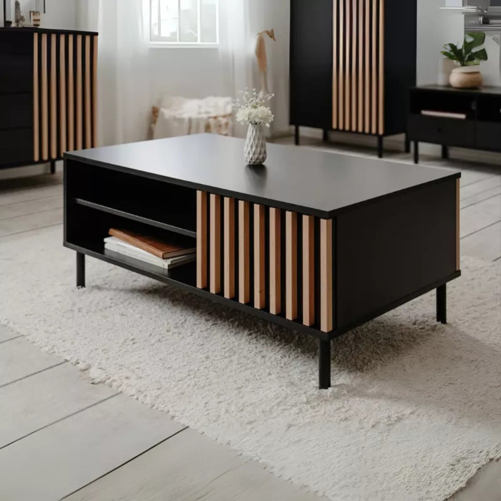 MESA DE CENTRO MODERNA MARINA NEGRO RYR MUEBLES - 1