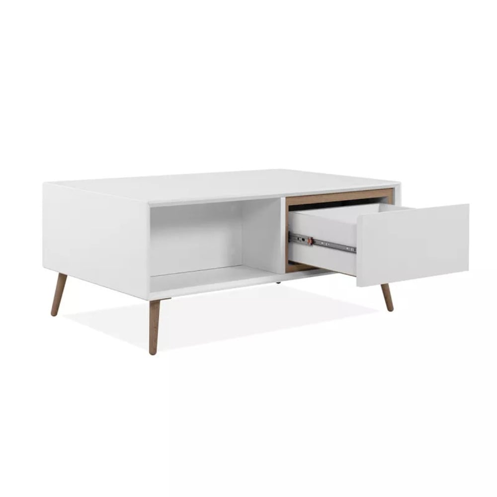 MESA DE CENTRO MODERNA ACOSTA 2 CAJONES BLANCO RYR MUEBLES - 3