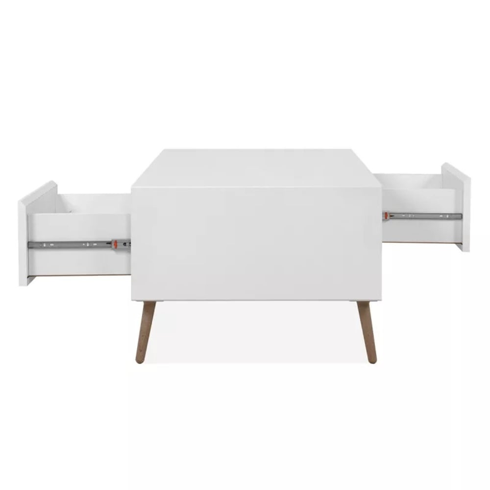 MESA DE CENTRO MODERNA ACOSTA 2 CAJONES BLANCO RYR MUEBLES - 4