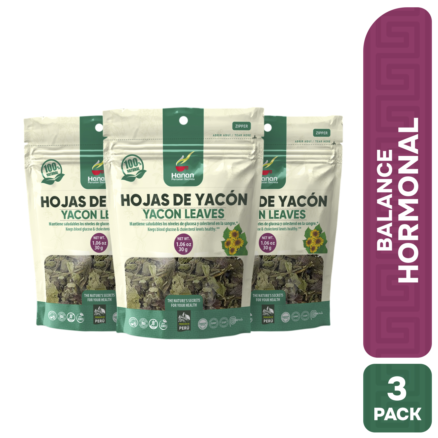 INFUSIÓN HOJAS DE YACÓN HANAN TRIPACK 30 GR - 1