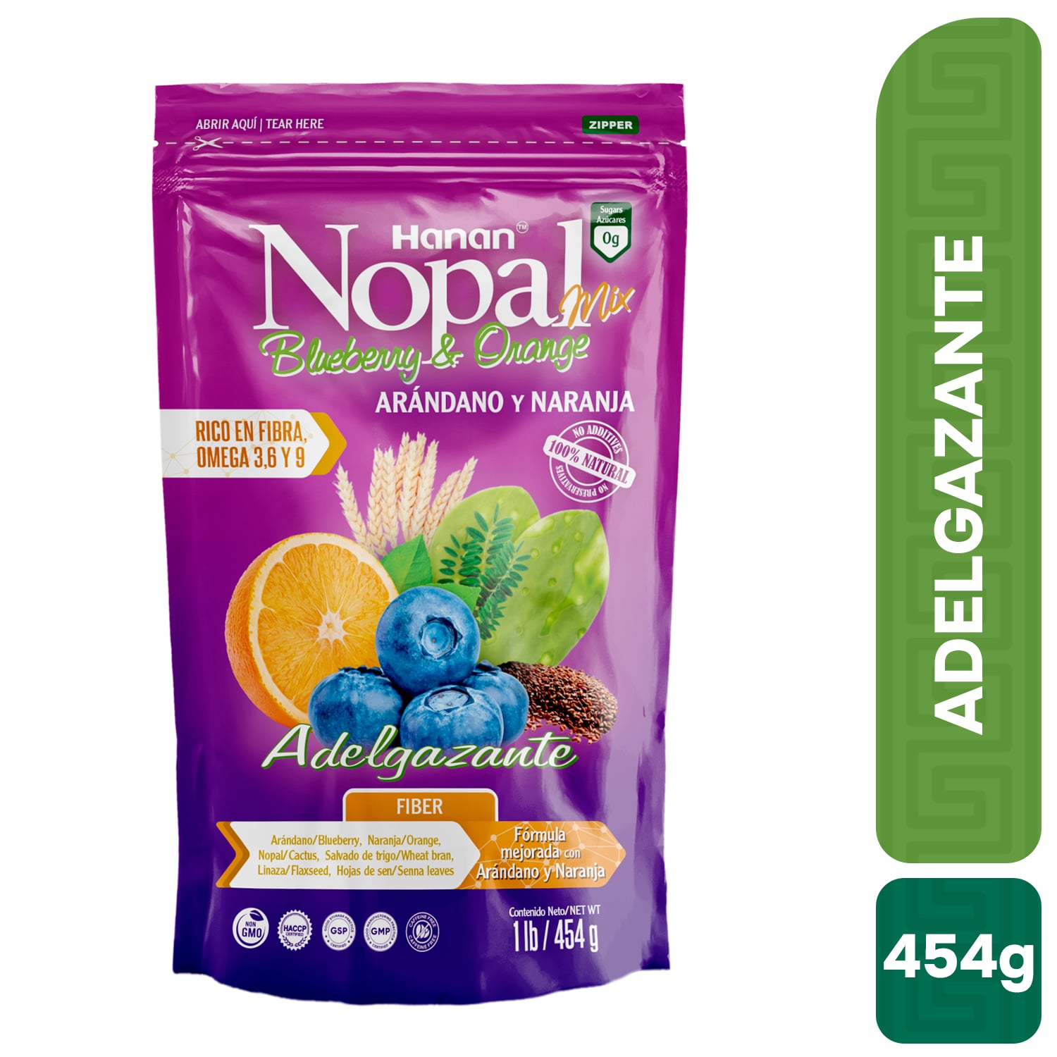 ADELGAZANTE HANAN NOPAL MIX ARÁNDANOS Y NARANJA 454 GR - 1