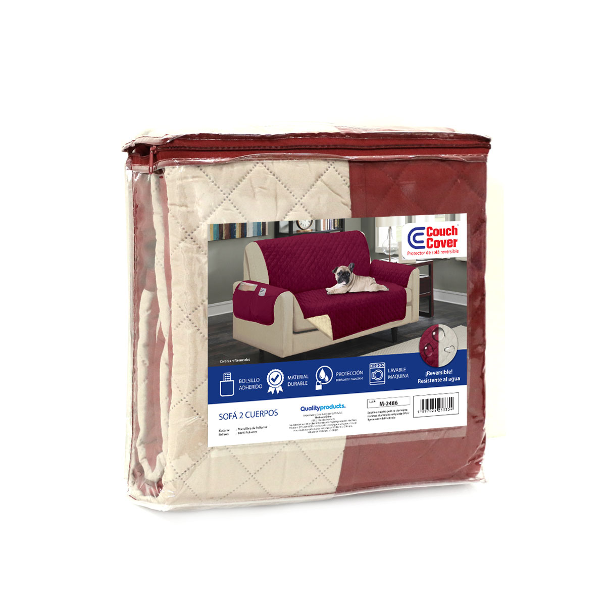 FUNDA QUALITY PRODUCTS CC103032 COUCH COVER PROTECTOR SOFA REVERSIBLE 2 CUERPOS - 4