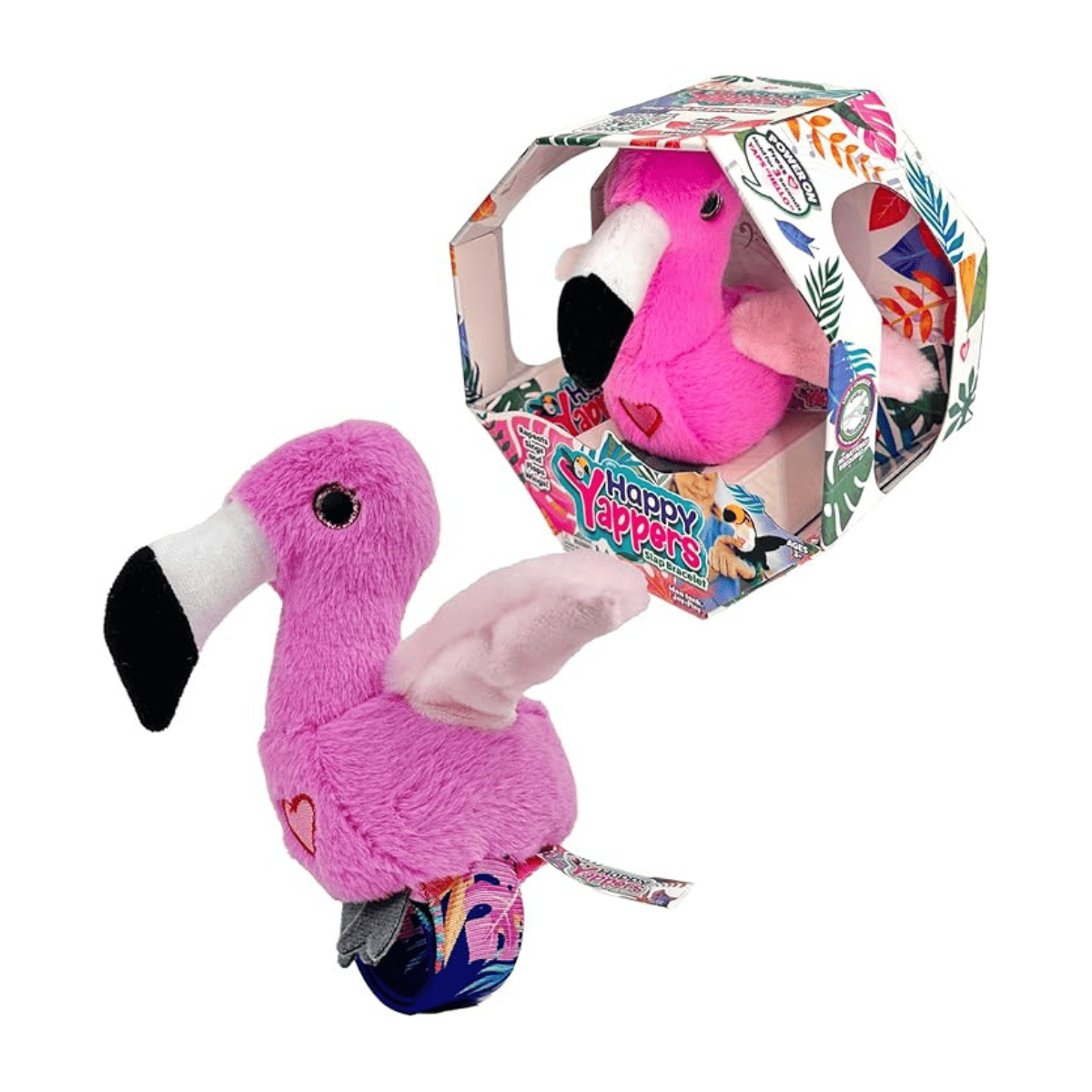 PÁJAROS INTERACTIVO CON MUÑEQUERA REPITEN ALETEAN Y CANTAN - HAPPY YAPPERS FLAMINGO - 4