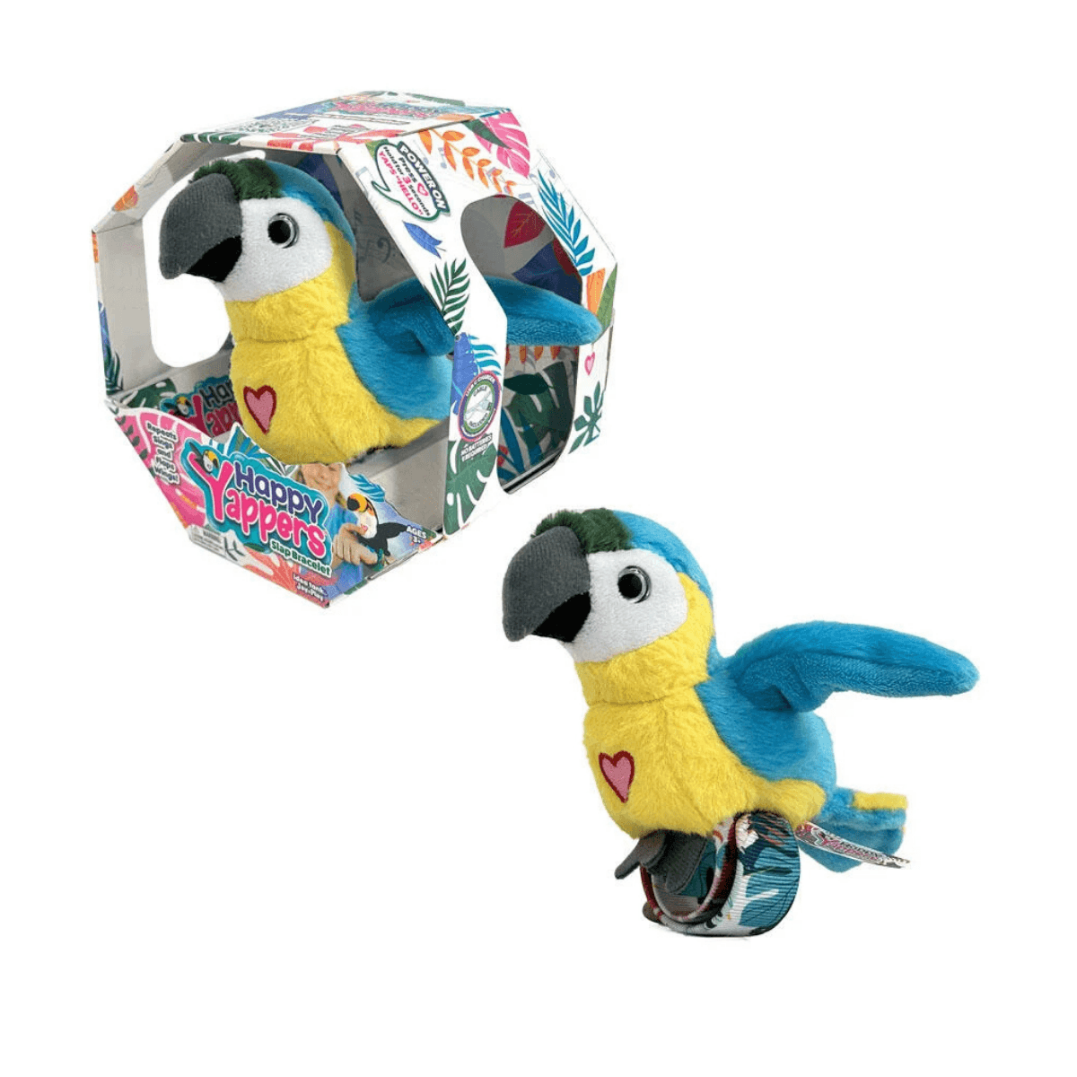 PÁJAROS INTERACTIVO CON MUÑEQUERA REPITEN ALETEAN Y CANTAN - HAPPY YAPPERS LORO AZUL - 4