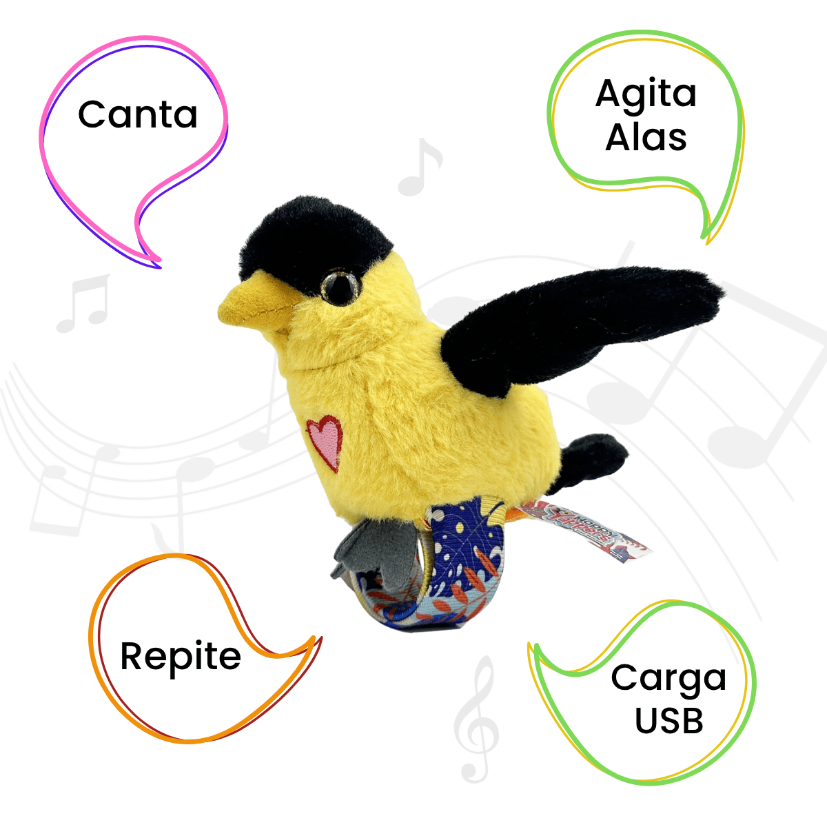 PÁJAROS INTERACTIVO CON MUÑEQUERA REPITEN ALETEAN Y CANTAN - HAPPY YAPPERS ORIOLE - 3