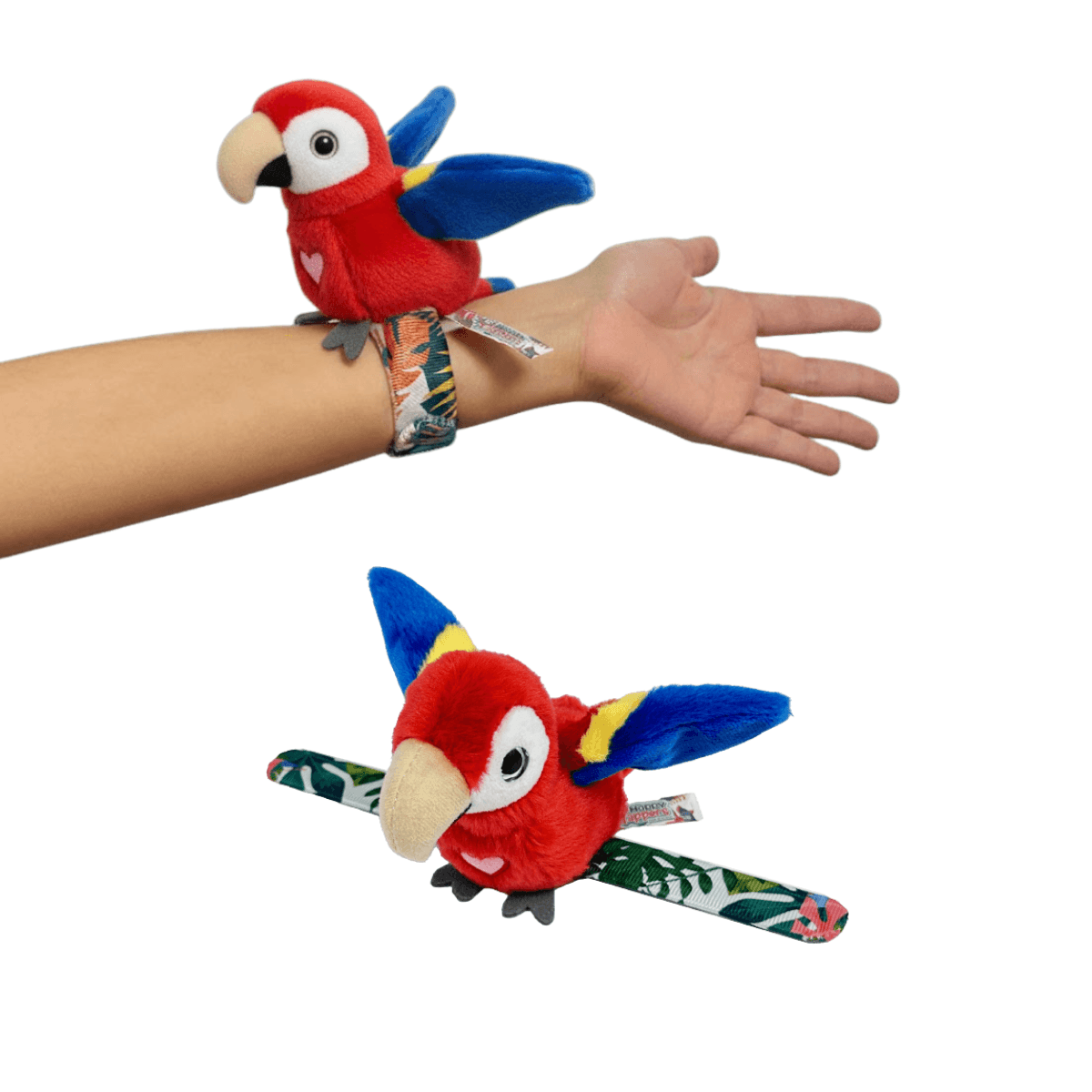 PÁJAROS INTERACTIVO CON MUÑEQUERA REPITEN ALETEAN Y CANTAN - HAPPY YAPPERS LORO ROJO - 1