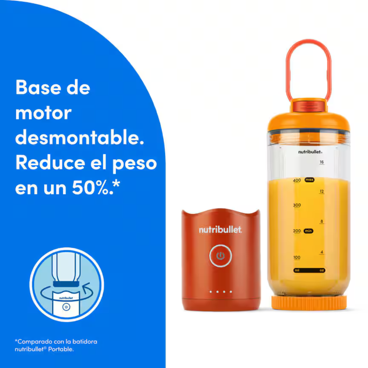 EXTRACTOR DE NUTRIENTES PORTÁTIL NUTRIBULLET FLEX 650 ML NARANJA - 2
