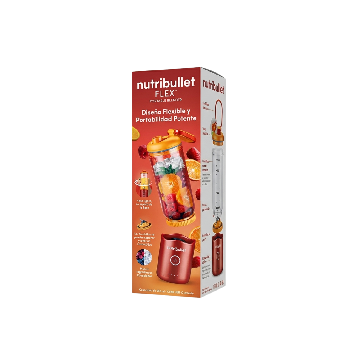 EXTRACTOR DE NUTRIENTES PORTÁTIL NUTRIBULLET FLEX 650 ML NARANJA - 6