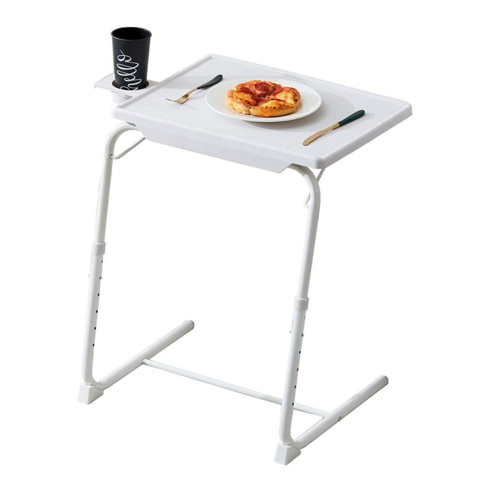 MESA PLEGABLE CON PORTAVASO COLOR BLANCO TABLE MAX - 1