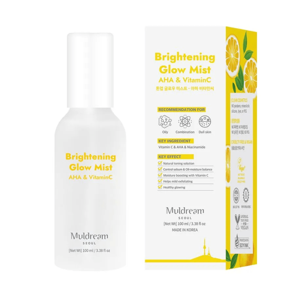 MIST FACIAL ILUMINADOR CON AHA, VITAMINA C Y NIACINAMIDA 100ML MULDREAM - 2