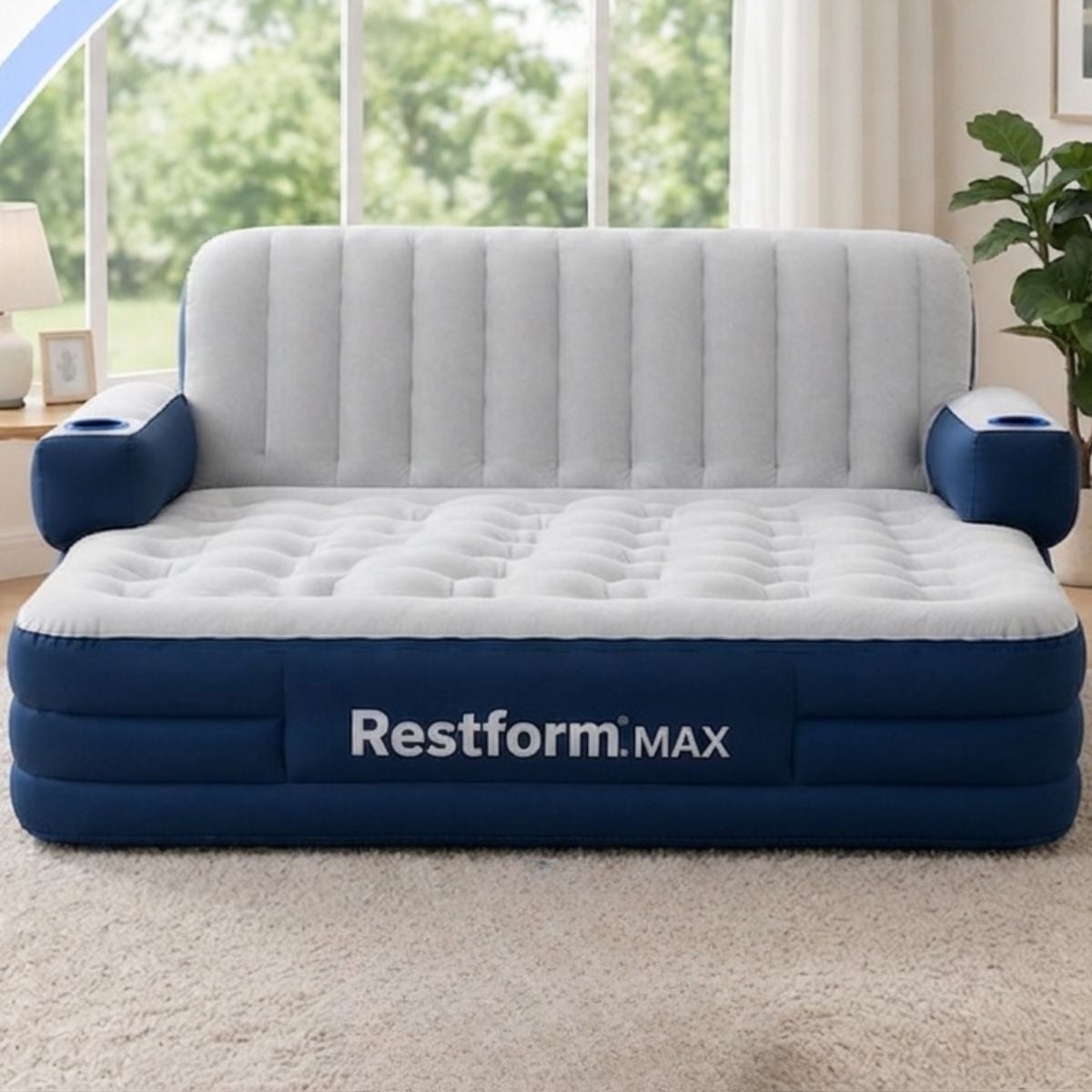 CAMA INFLABLE RESTFORM MAX QUEEN SIZE 3 EN 1 AZUL - 2