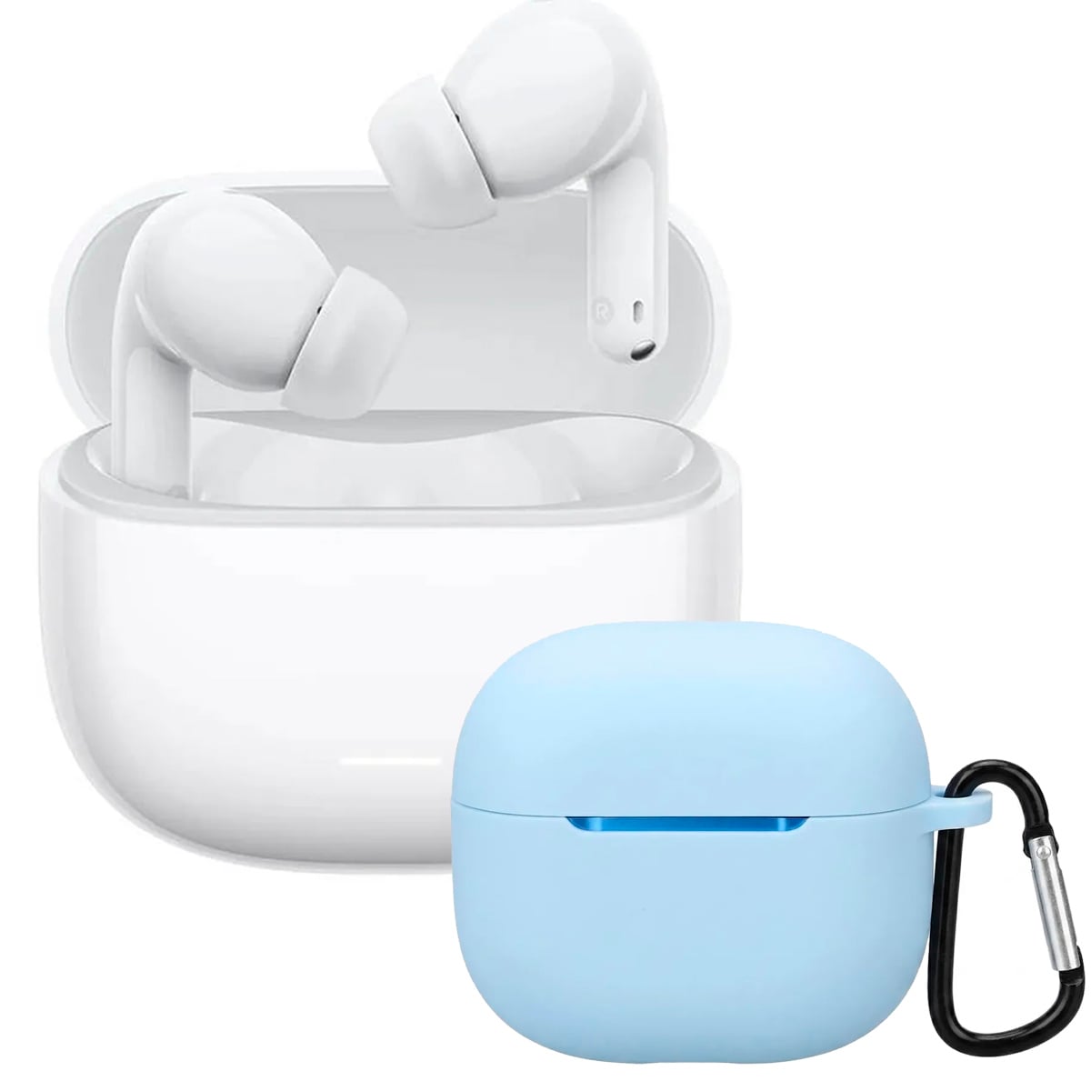 AUDIFONOS REDMI BUDS 8 LITE BLANCO + CASE PROTECTOR CELESTE - 1