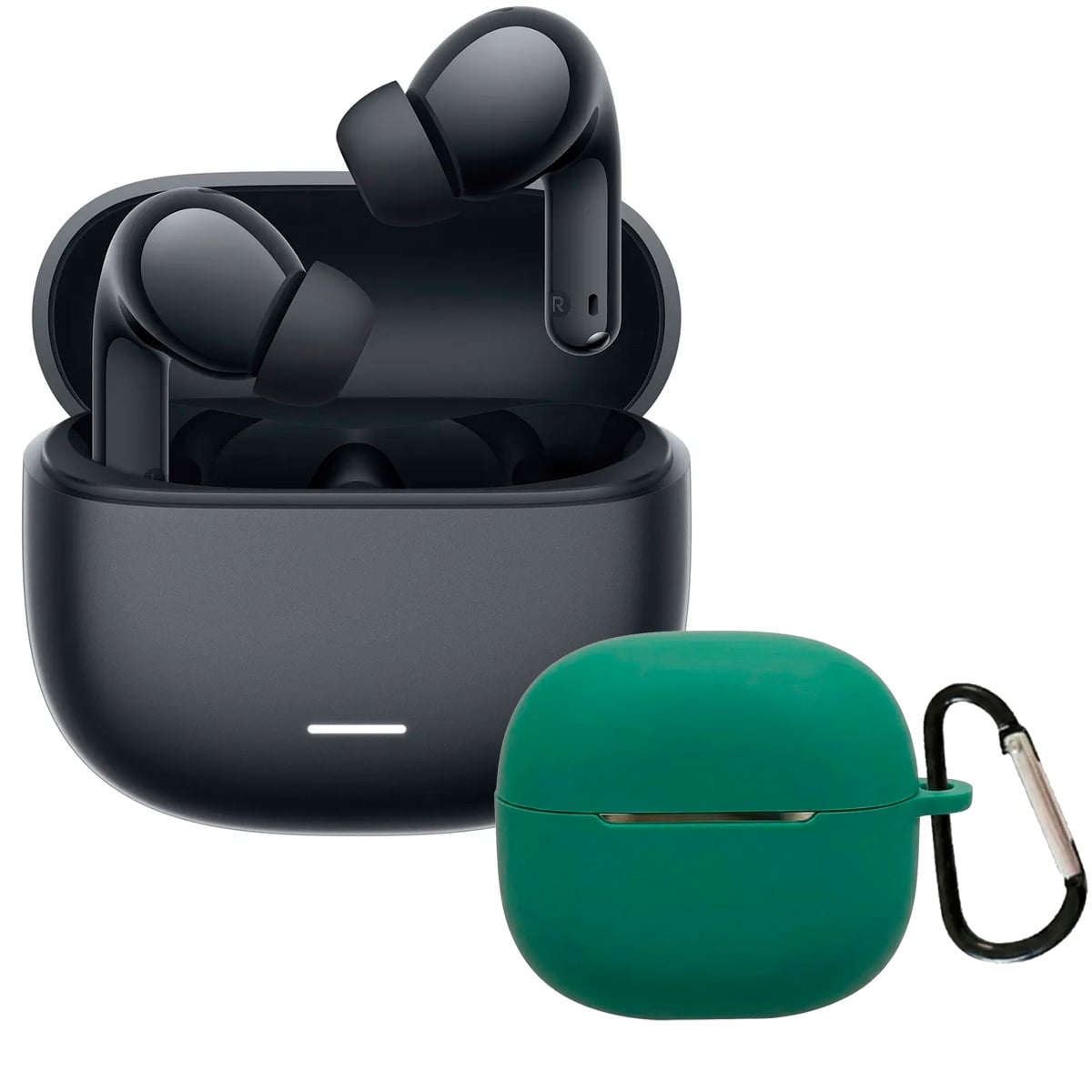 AUDIFONOS REDMI BUDS 8 LITE  NEGRO + CASE PROTECTOR VERDE MILITAR - 1