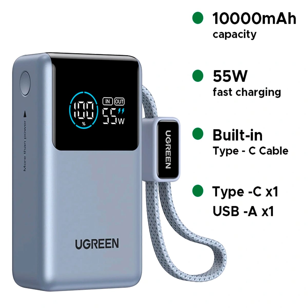 POWER BANK UGREEN NEXODE PRO PB727 DE 55W MÁX 10000 MAH - 3