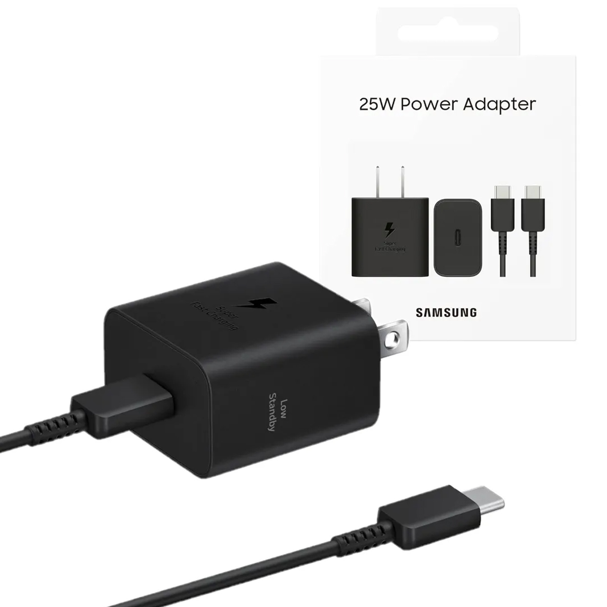 CARGADOR SAMSUNG 25 WATTS CON CABLE C A C NEGRO - 2