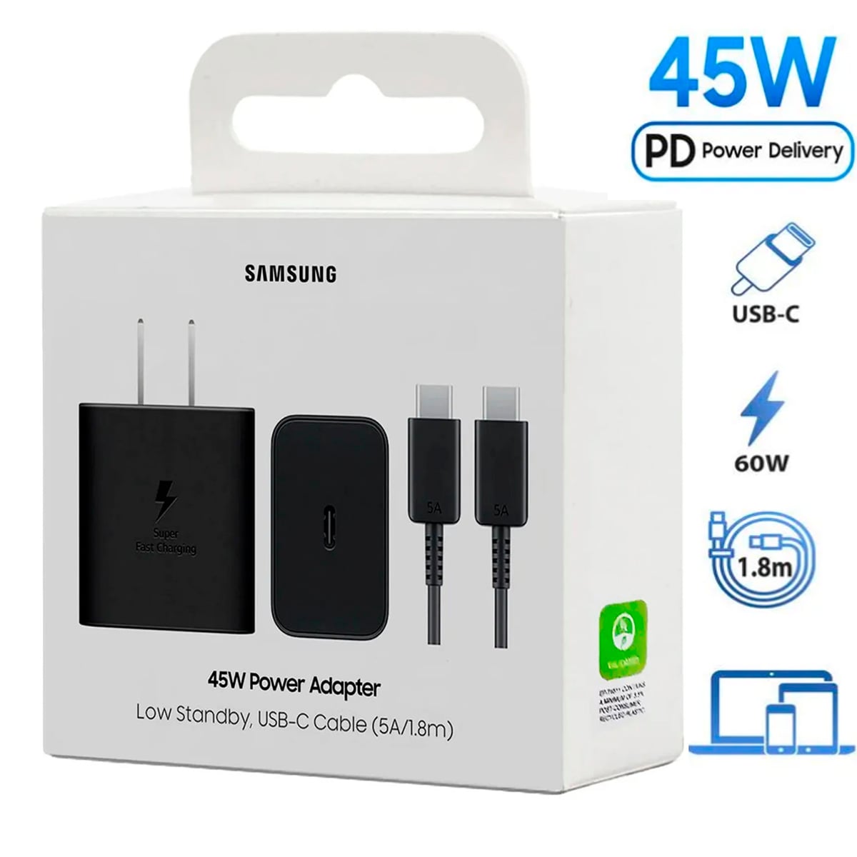 CARGADOR SAMSUNG 45W PARA S26, S26 PLUS, S26 ULTRA CON CABLE 1.8M NEGRO - 1