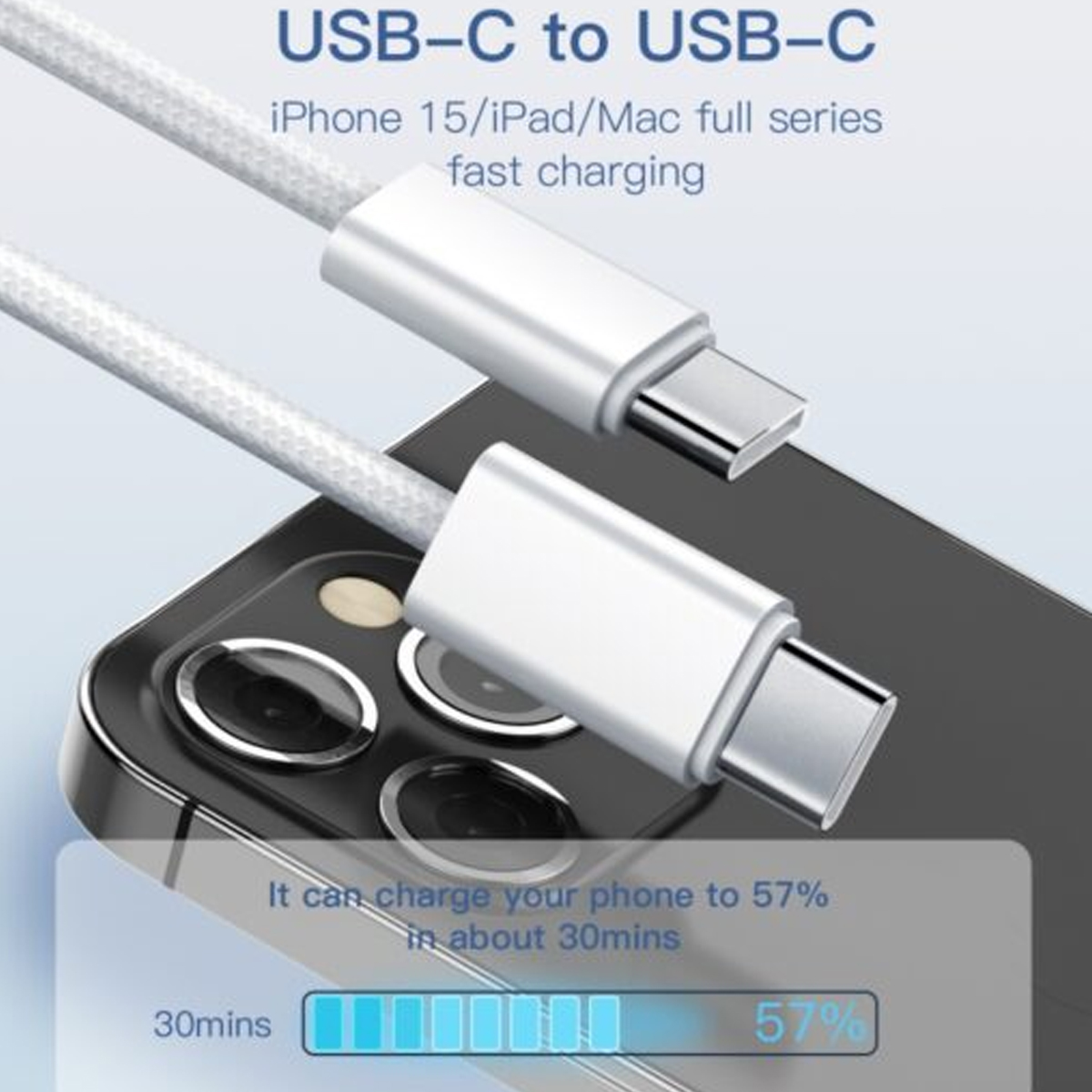 CABLE NYLON LDNIO LC901C 1M 65W TIPO C A C PARA IPHONE SERIE 15, 16 - 4