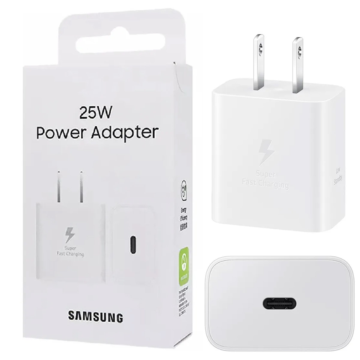 CARGADOR TIPO C CUBO CARGA RÁPIDA 25W DE PARED PARA SAMSUNG BLANCO - 1