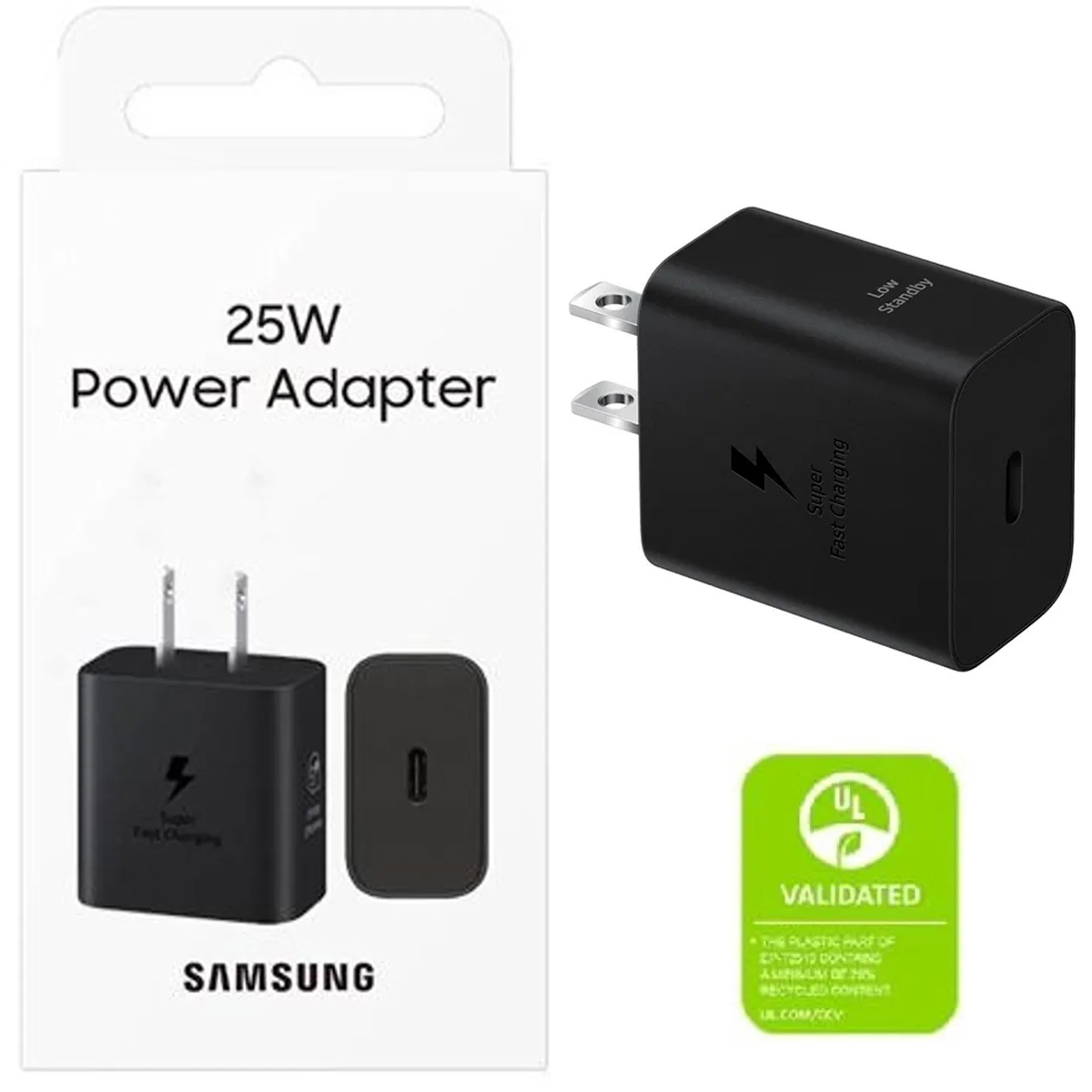 ADAPTADOR CARGADOR PARED SAMSUNG USB-C 25W CARGA RÁPIDA GAN NEGRO - 2