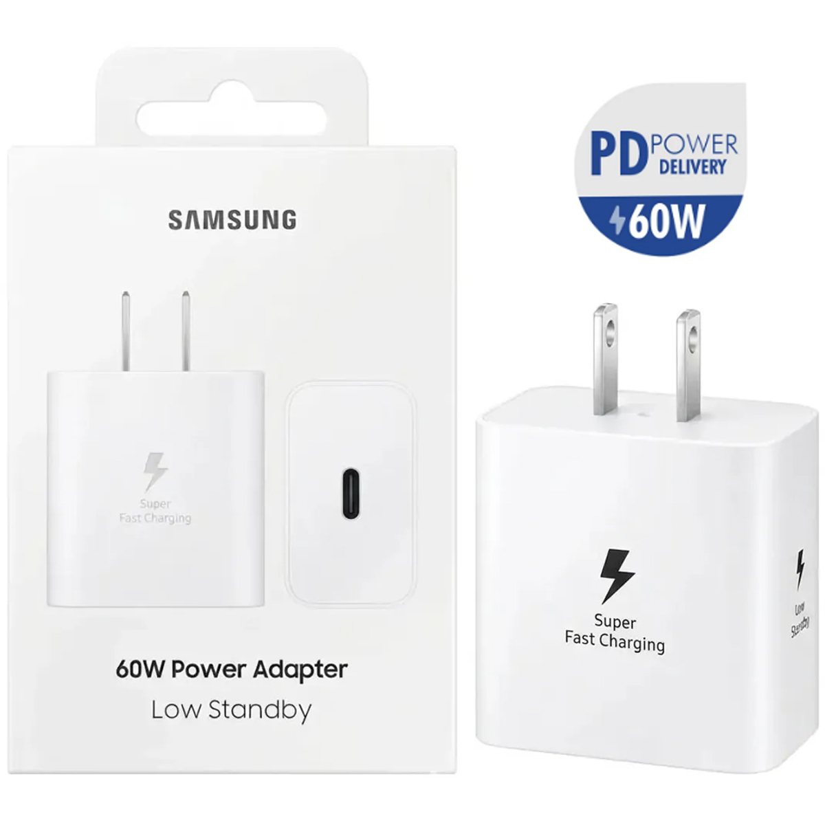 CARGADOR SAMSUNG 60W TIPO C PARA GALAXY BOOK Y SMARTPHONES BLANCO - 1
