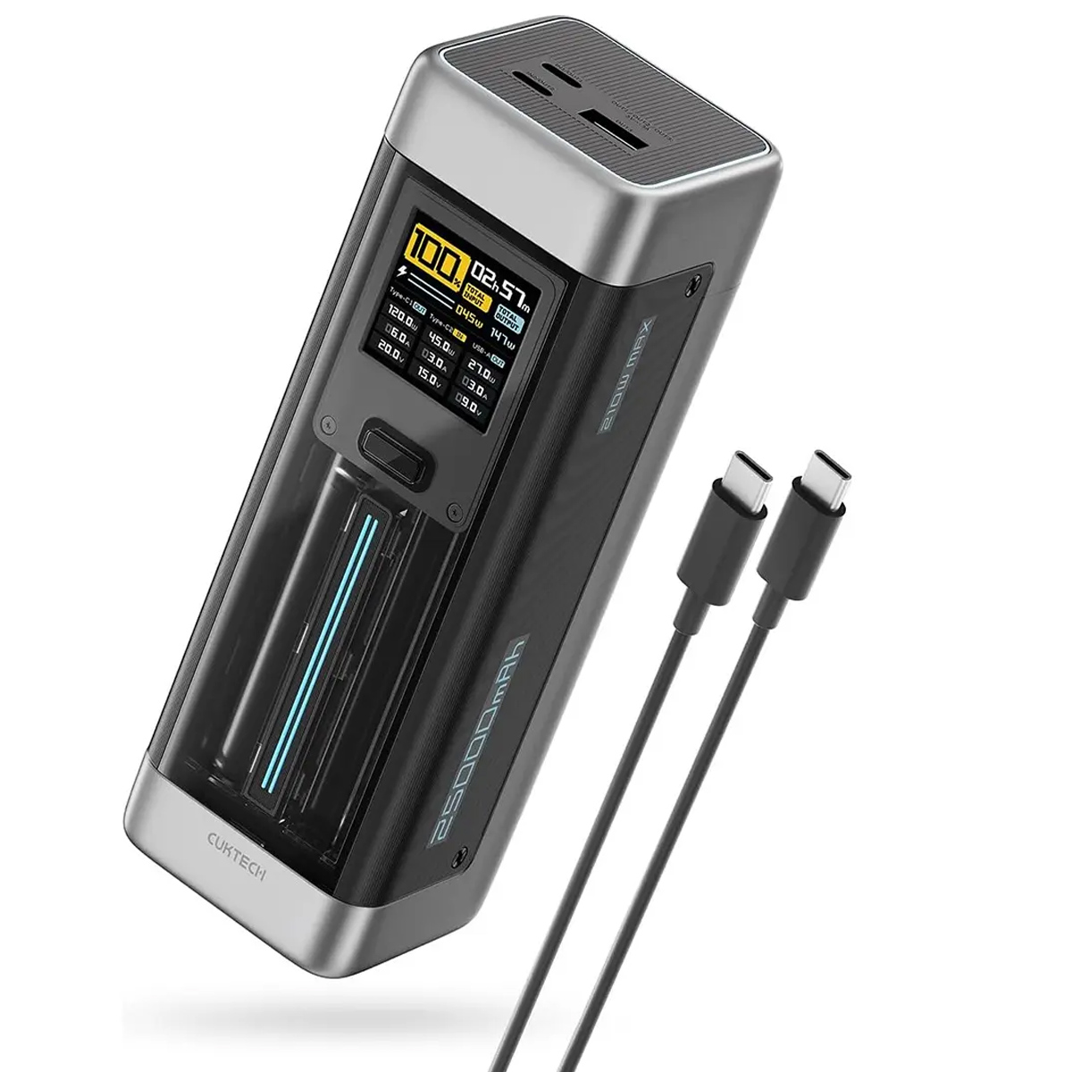 POWER BANK CUKTECH P23 210W 25000 MAH PARA LAPTOP Y CELULAR SILVER - 1