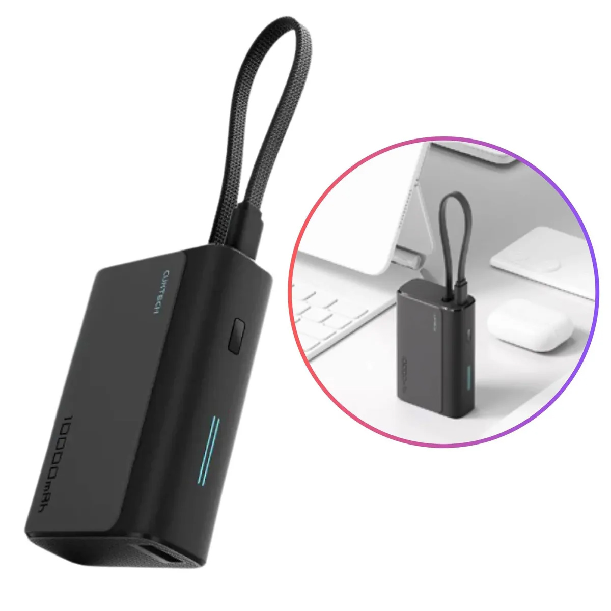 POWER BANK CUKTECH 33W 10000 MAH CABLE INTEGRADO TIPO C - NEGRO - 2