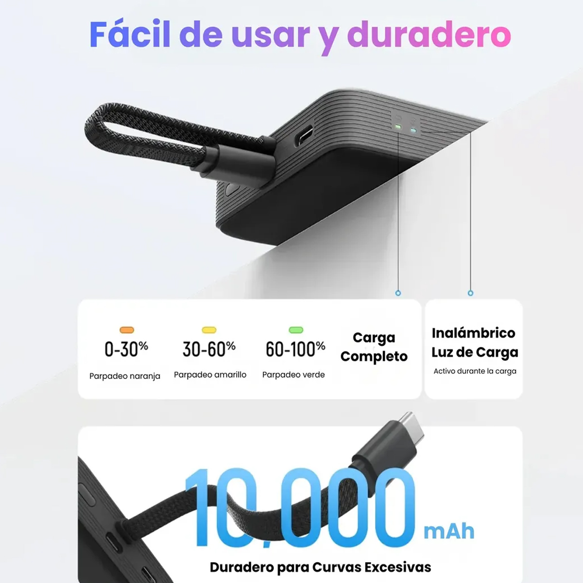 CARGADOR PORTÁTIL MAGNÉTICO 10000MAH CUKTECH CP132ML POWER BANK NEGRO - 4