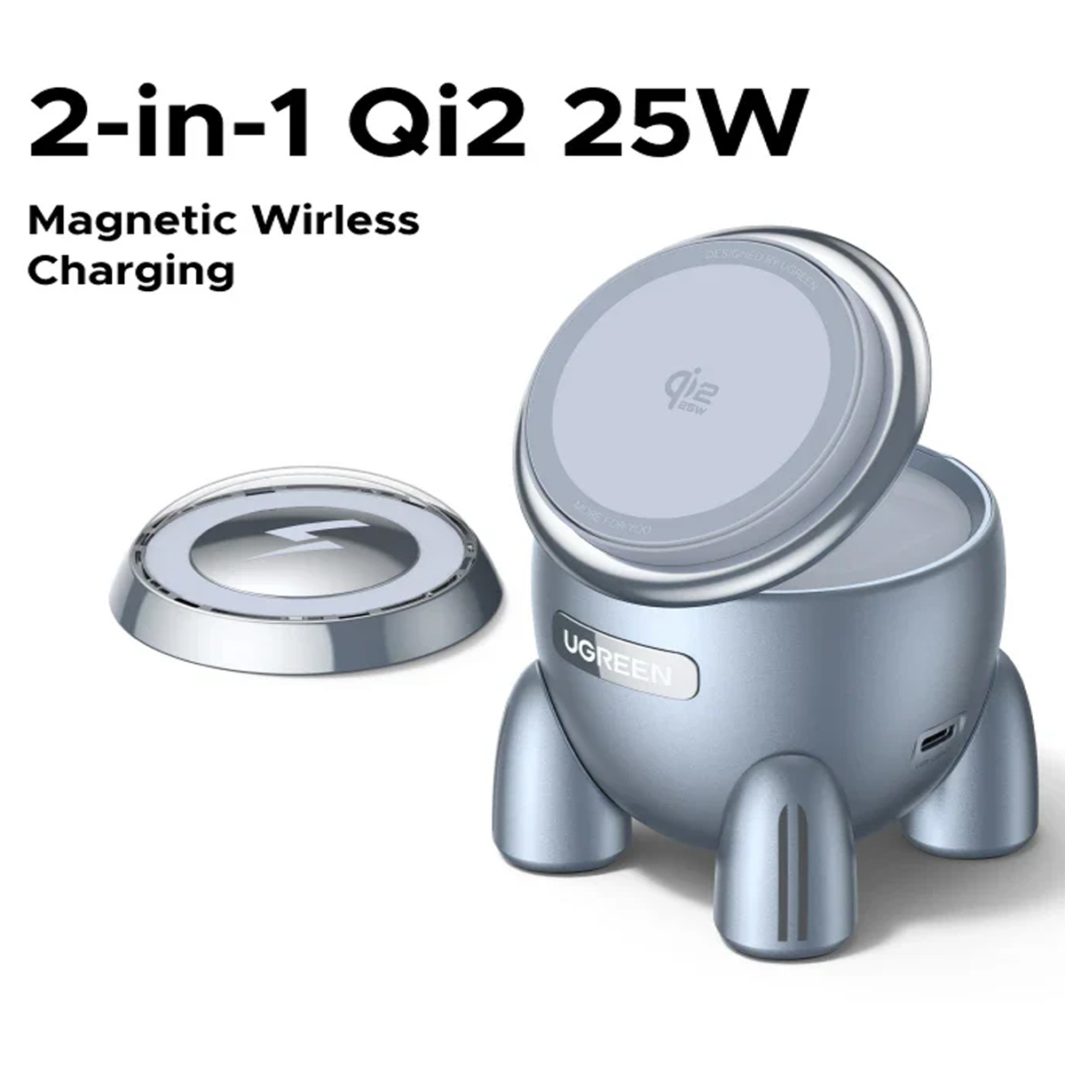 BASE CARGADOR INALÁMBRICO UGREEN QI2 25W PARA IPHONE, AUDIFONOS W713 65300 - 3