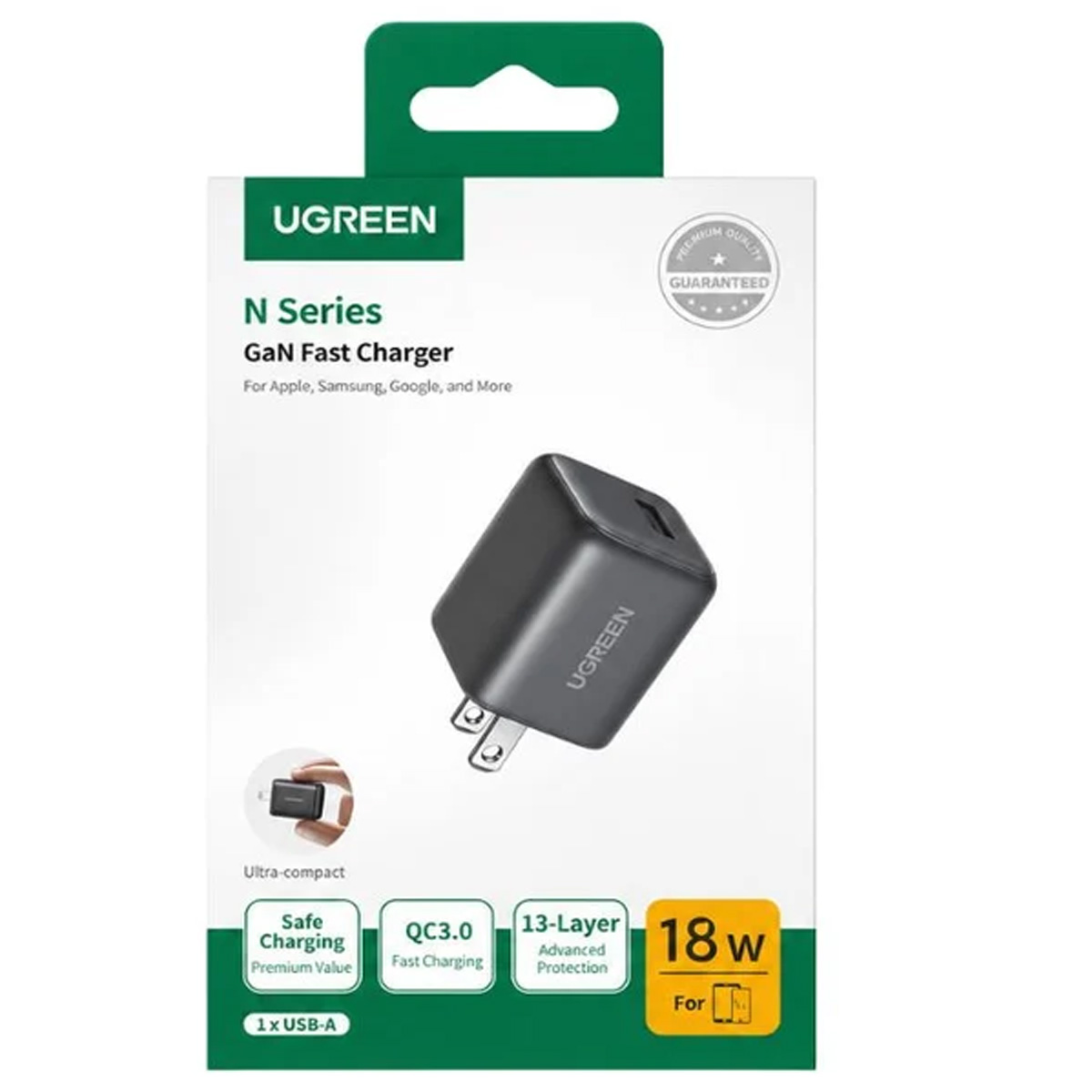 CARGADOR UGREEN X518 18W USB-A GAN CARGA RÁPIDA QC 3.0 GRIS - 3