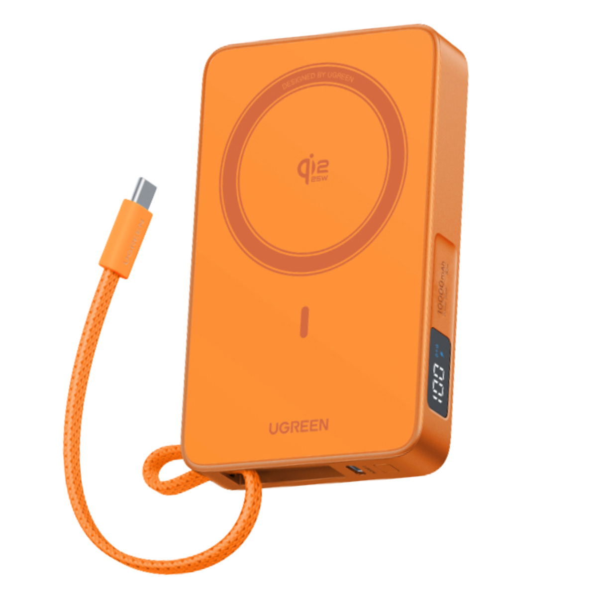 POWER BANK UGREEN PB773 MAGFLOW 10000MAH QI2 25W INALÁMBRICO - NARANJA - 2