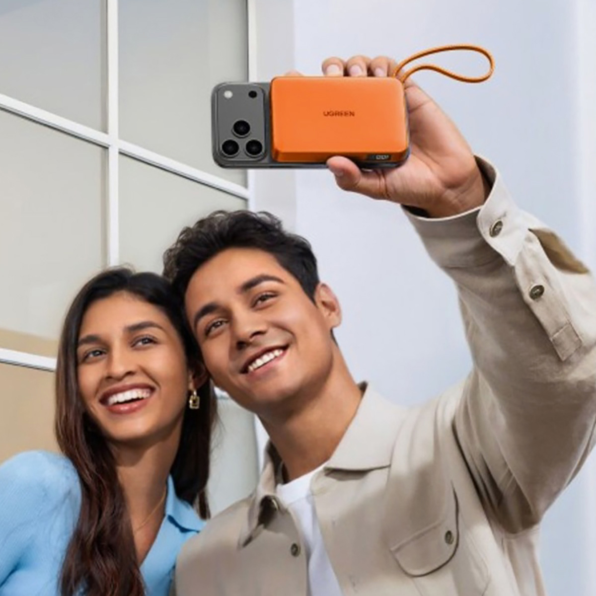 POWER BANK UGREEN PB773 MAGFLOW 10000MAH QI2 25W INALÁMBRICO - NARANJA - 4