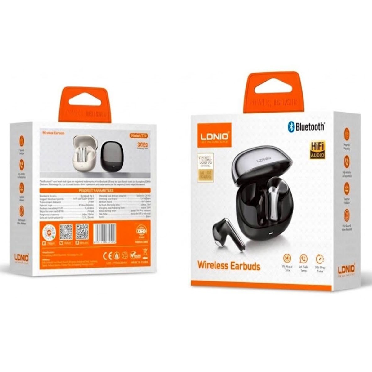 AUDÍFONOS INALÁMBRICOS LDNIO T15 BLUETOOTH TWS SONIDO HI-FI 30H - NEGRO - 4
