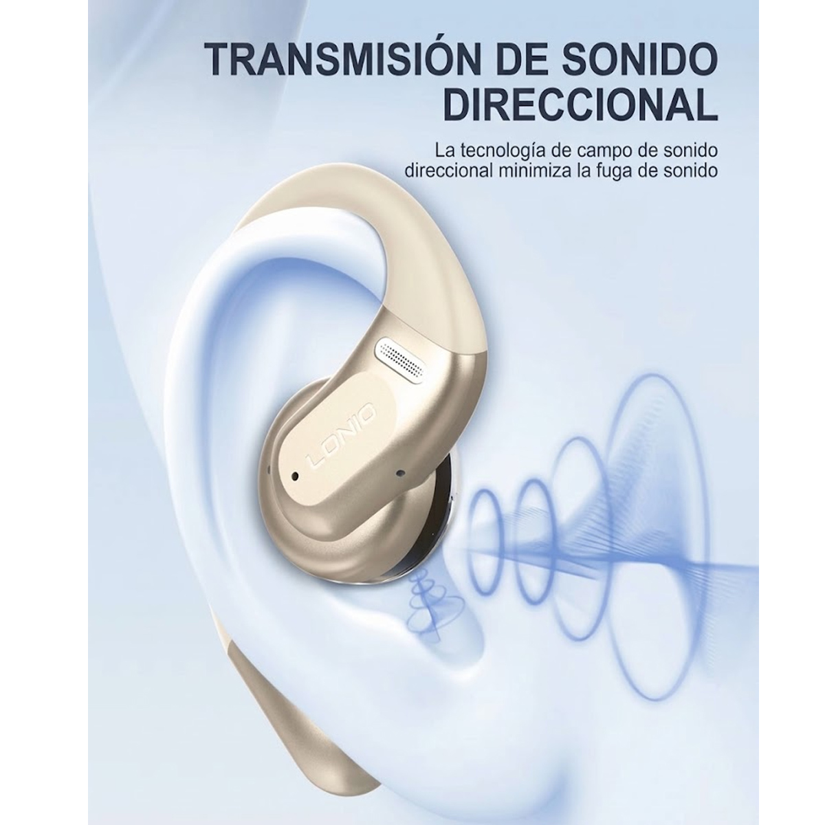 AURICULARES CONDUCCIÓN ÓSEA LDNIO T12 BLUETOOTH 54H - DORADO - 6