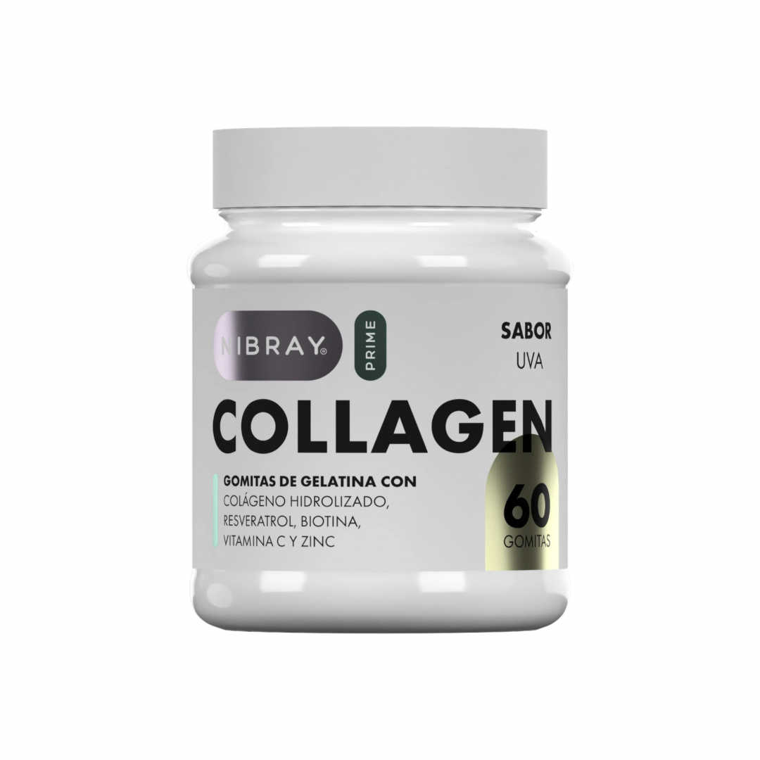 COLÁGENO CON RESVERATROL BIOTINA ZINC VITAMINA C GUMMIES ADULT NIBRAY FRASCO 60 GOMITAS PACK X2 - 2