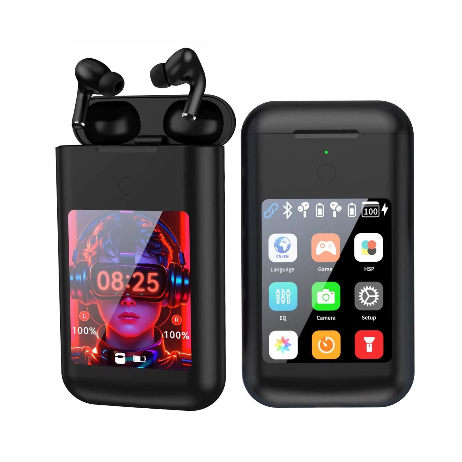 POWER BANK CON AUDIFONOS INTEGRADOS DELUXE TEC TF20 NEGRO - 1