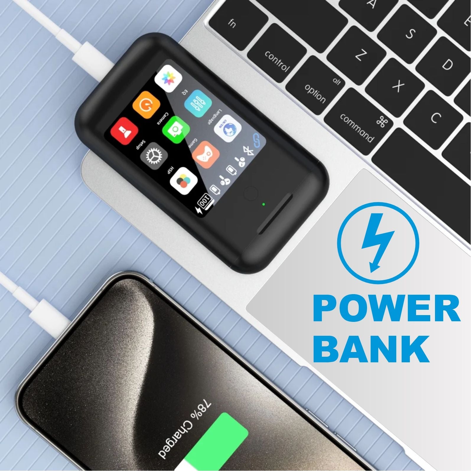 POWER BANK CON AUDIFONOS INTEGRADOS DELUXE TEC TF20 NEGRO - 2