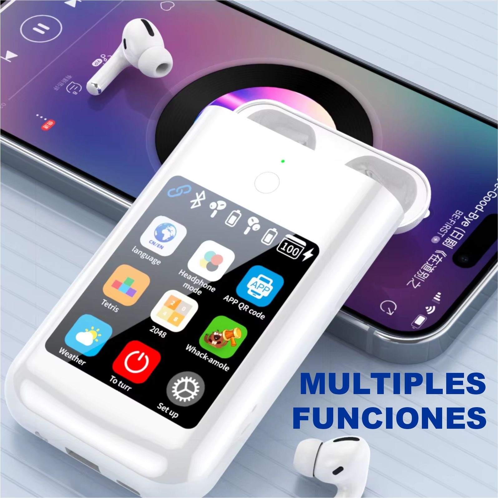 POWER BANK CON AUDÍFONOS INTEGRADOS DELUXE TEC TF20 BLANCO - 2