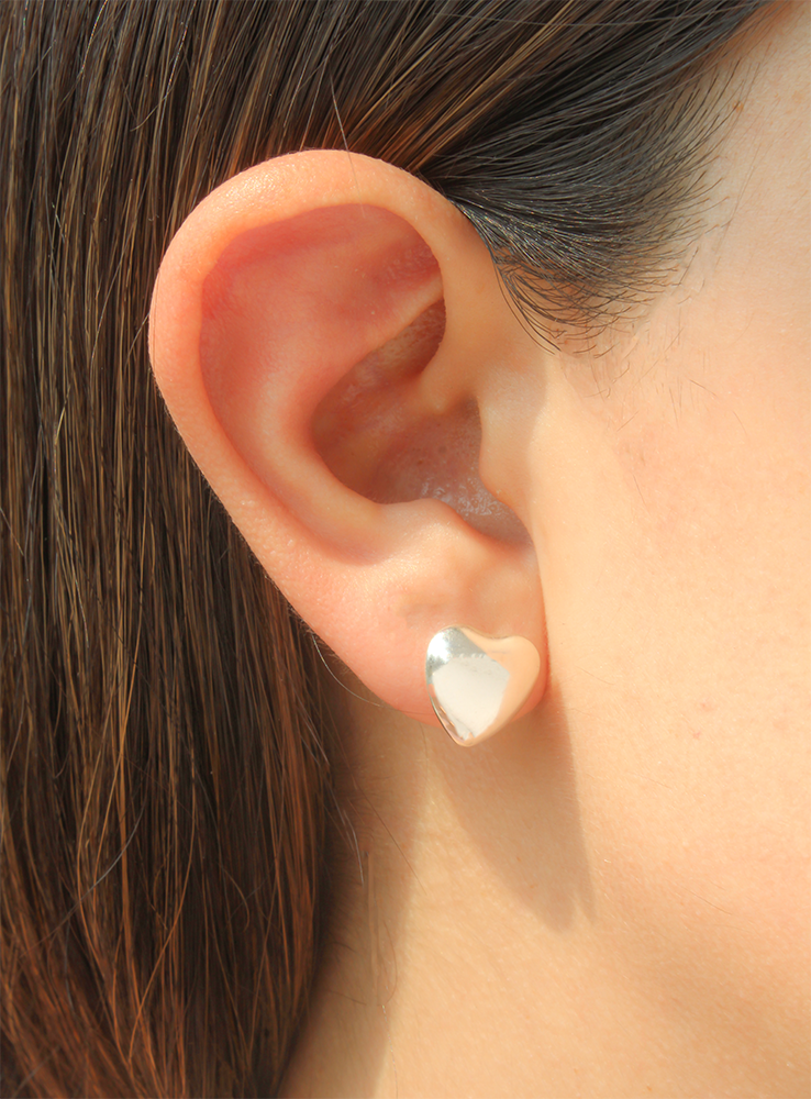 ARETE CLEO JOYAS & ACCESORIOS CORAZON BOMBEADO PLATA MUJER - 2