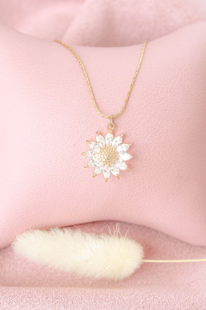 COLLAR GIRASOL BAÑO DE ORO MUJER - 1