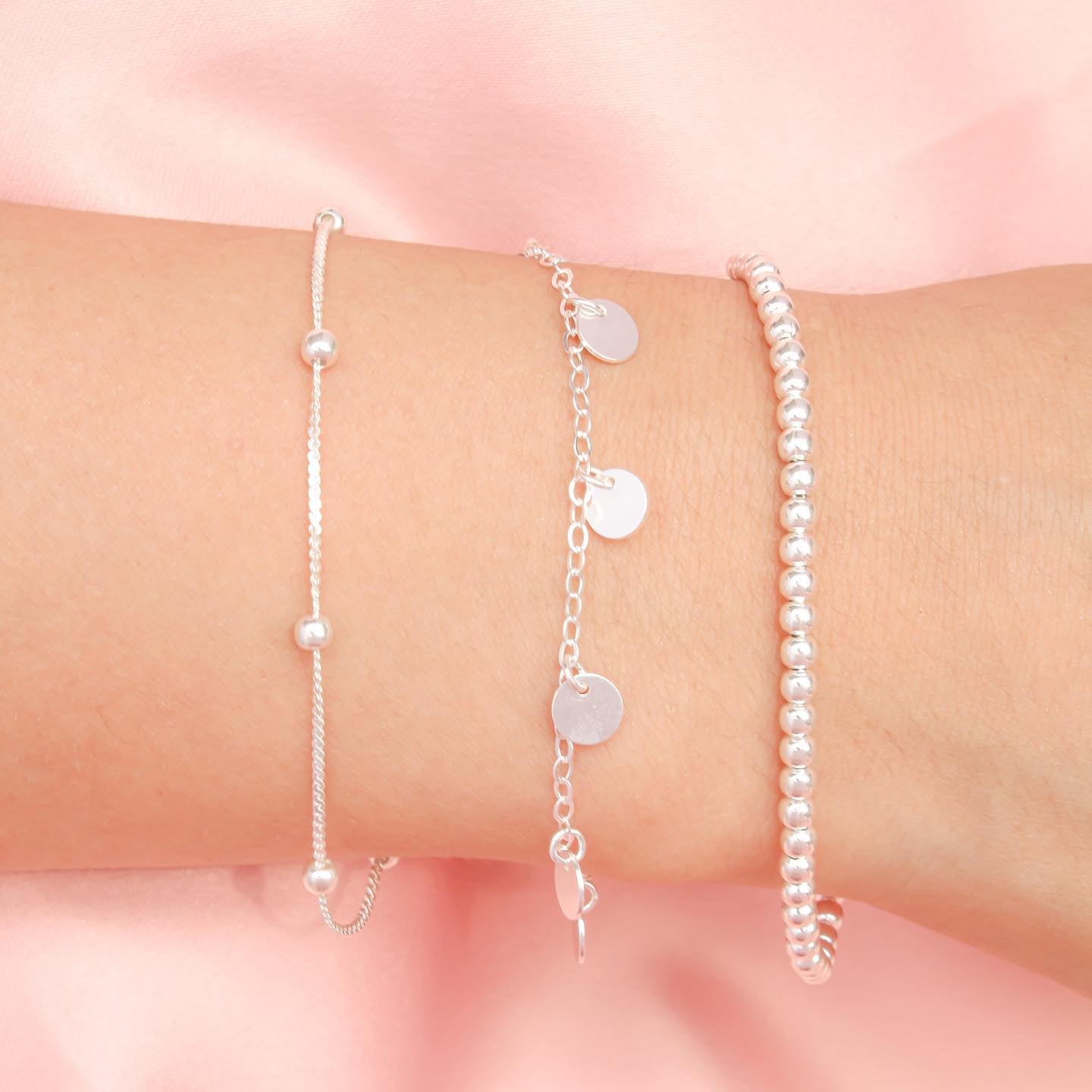 PULSERA CLEO JOYAS & ACCESORIOS BOLAS REGULABLE PLATA MUJER - 3